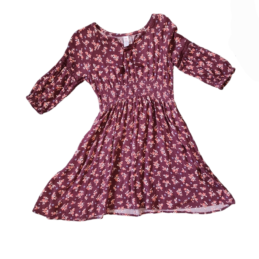 Justice Burgundy Floral Girls Size 12 Dress